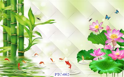 TRANH KÍNH SEN CÁ PTC - 002