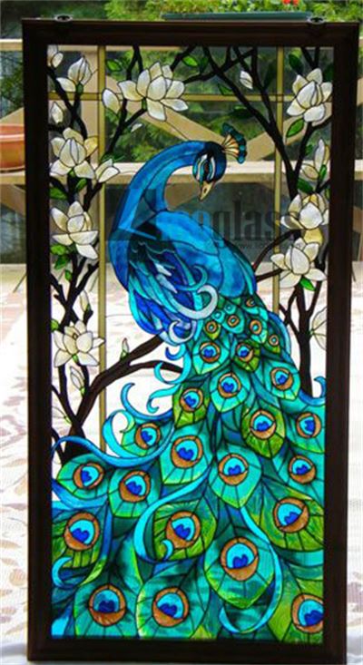 TRANH KÍNH CHIM CÔNG KHỔ ĐỨNG 04