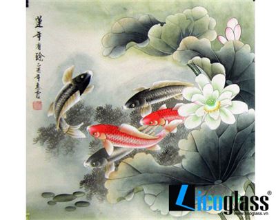TRANH KÍNH SEN CÁ LCG19