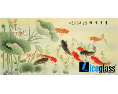 TRANH KÍNH SEN CÁ LCG18