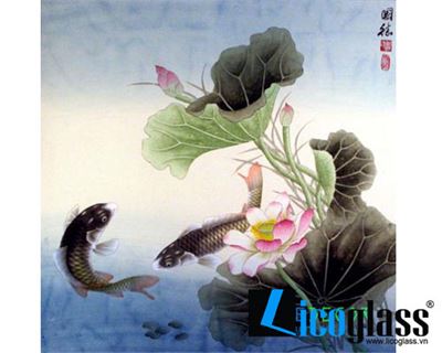 TRANH KÍNH SEN CÁ LCG16