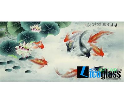 TRANH KÍNH SEN CÁ LCG15