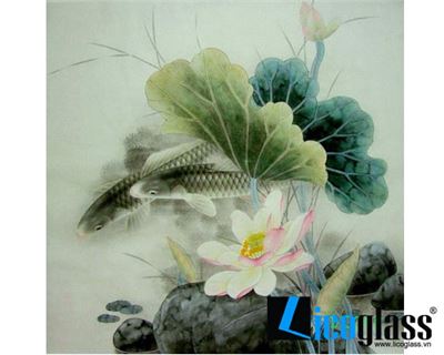 TRANH KÍNH SEN CÁ LCG06