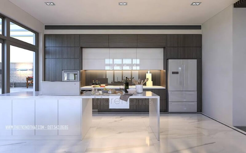 Trang trí nội thất phòng bếp hiện đại, đẹp, sang trọng cho nhà phố, biệt thự. Thiết kế nội thất phòng bếp