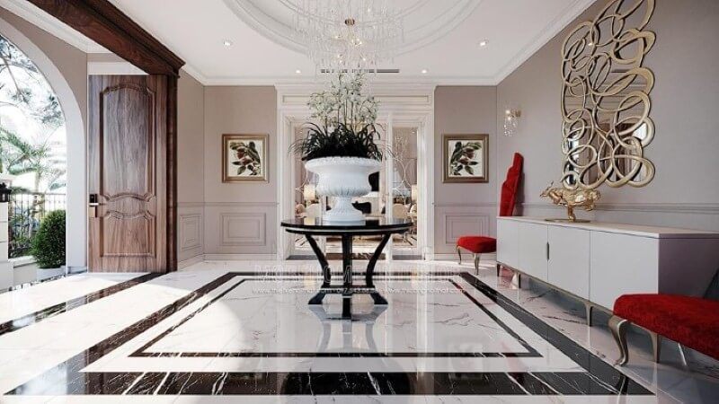Đá lát sàn đẹp cho sảnh biệt thự, nhà phố phong cách đương đại.